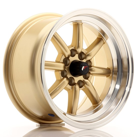 JR Wheels JR19 15x8 ET0 4x100/114 Gold w/ Machined Lip