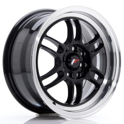 JR Wheels JR7 15x7 ET38 4x100/114 Gloss Black w/ Machined Lip