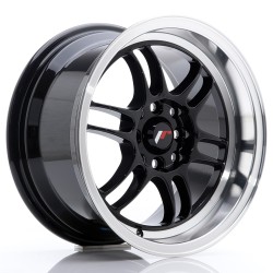 JR Wheels JR7 15x8 ET35 4x100/114 Gloss Black w/ Machined Lip