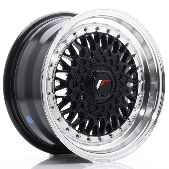 JR Wheels JR9 15x7 ET20 4x100/108 Gloss Black w/ Machined Lip