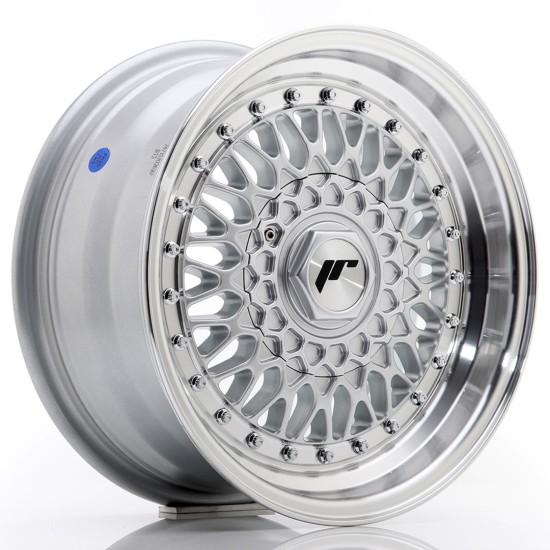 JR Wheels JR9 15x7 ET20 4x100/108 Silver w/ Machined Lip+Silver Rivets