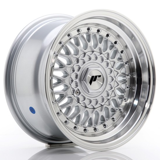 JR Wheels JR9 15x8 ET20 4x100/108 Silver w/ Machined Lip+Silver Rivets