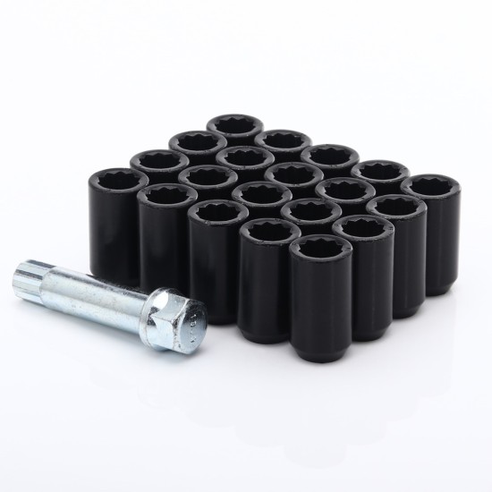 Set of BLACK star lug nuts 14x1,5 + Key