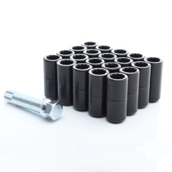 Set of BLACK long star lug nuts 14x1,5 + Key