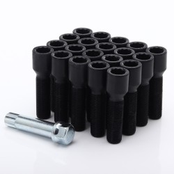 Set of 10 BLACK star bolts 40mm 12x1,25 + Key