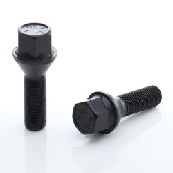 Set of 10 HEX17 tapered bolt M12x1,5 x50mm Black