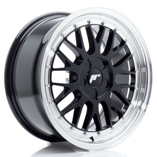 JR Wheels JR23 17x8 ET20-45 5H BLANK Gloss Black w/ Machined Lip