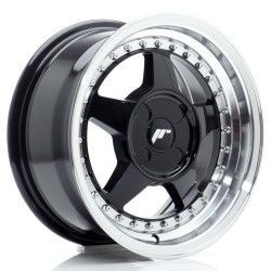 JR Wheels JR6 15x7 ET20-35 4H BLANK Gloss Black w/ Machined Lip