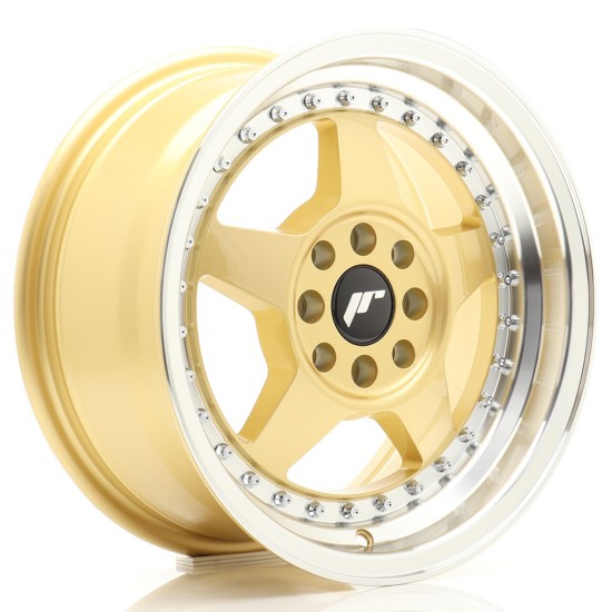 JR Wheels JR6 15x7 ET25 4x100/108 Gold w/ Machined Lip