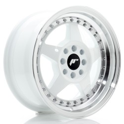 JR Wheels JR6 15x7 ET25 4x100/108 White w/ Machined Lip