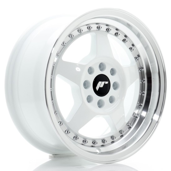 JR Wheels JR6 15x7 ET25 4x100/108 White w/ Machined Lip