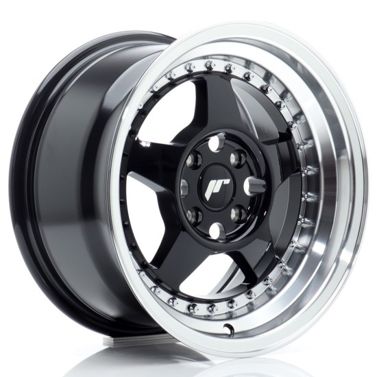 JR Wheels JR6 15x8 ET25 4x100 Gloss Black w/ Machined Lip