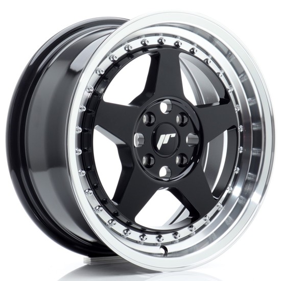 JR Wheels JR6 16x7 ET35 4x100 Gloss Black w/ Machined Lip