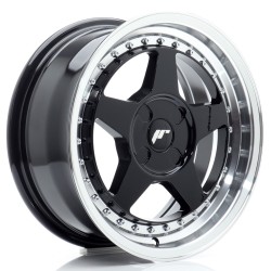 JR Wheels JR6 16x7 ET20-35 4H BLANK Gloss Black w/ Machined Lip