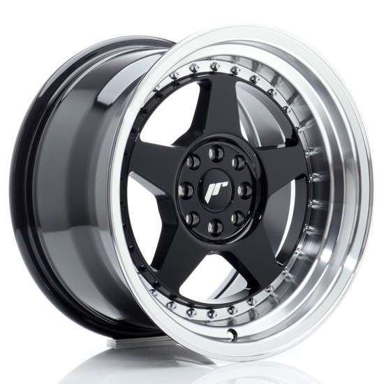 JR Wheels JR6 16x9 ET20 4x100/108 Gloss Black w/ Machined Lip