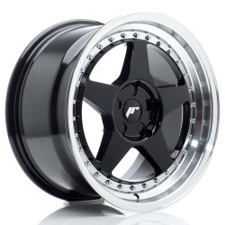 JR Wheels JR6 17x9 ET20-35 5H BLANK Gloss Black w/ Machined Lip