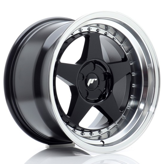 JR Wheels JR6 17x10 ET0-20 5H BLANK Gloss Black w/ Machined Lip