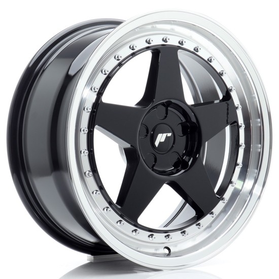 JR Wheels JR6 18x8 ET20-35 5H BLANK Gloss Black w/ Machined Lip