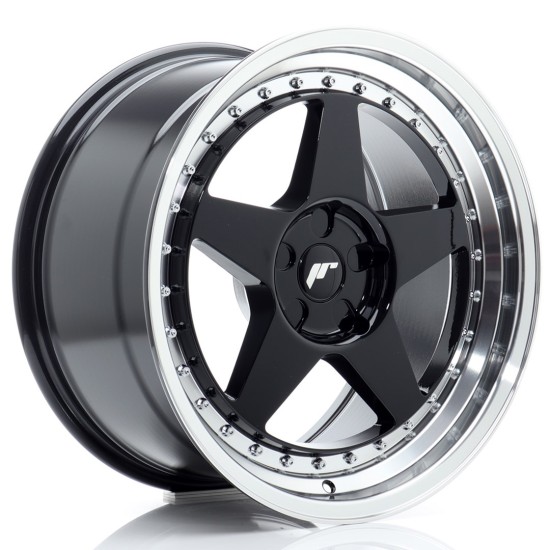 JR Wheels JR6 18x9 ET20-35 5H BLANK Gloss Black w/ Machined Lip