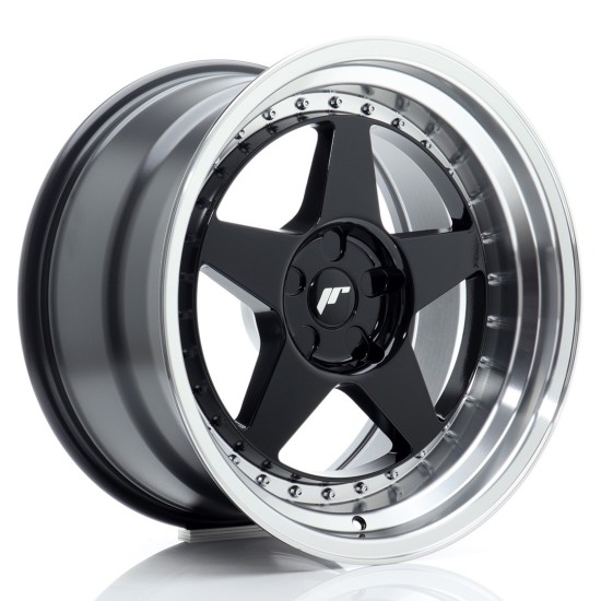 JR Wheels JR6 18x10 ET0-25 5H BLANK Gloss Black w/ Machined Lip